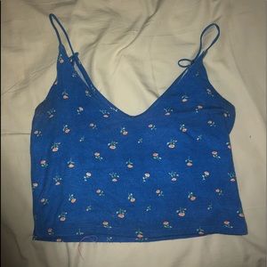pacsun blue floral tank top crop top
